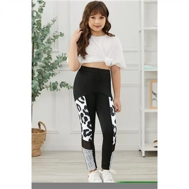 Μαύρο Παιδικό Leopard Patchwork Skinny κολάν